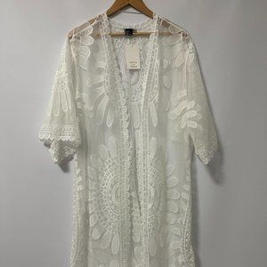 David and Young White Floral Embroidered Swim Suit Cover Up - New With Tags!